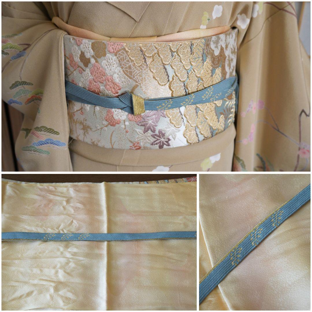 薄茶色に古典柄訪問着コーディネートフルセット 正絹 袷 七五三や入学式卒業式など