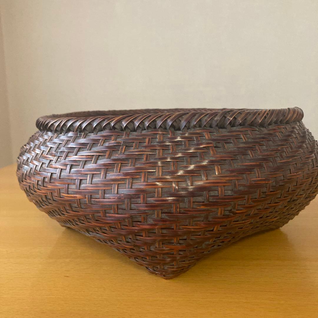 茶道具　炭斗　達磨籠　竹元