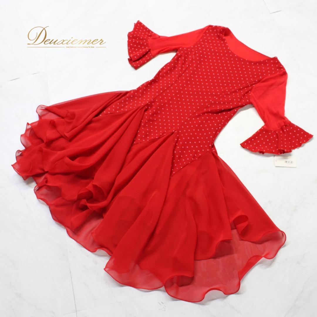 【美品タグ付き 社交ダンス衣装】ワンピース ドレス ICHIOKU 赤 レッド