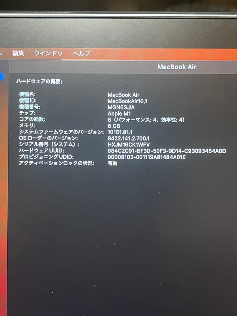 【極美品】箱付き MacBook Air M1 256GB 8GB