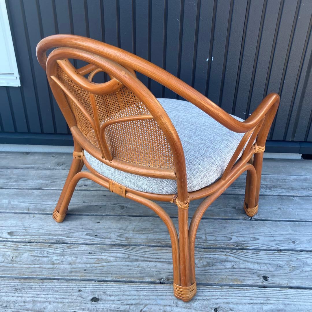 昭和レトロ ラタンチェア アームチェア 座椅子 ヴィンテージ 籐家具 古家具