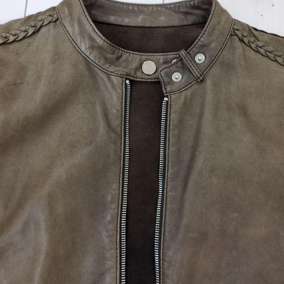 アルマーニ　ARMANI　シングルライダース　レザー　ジャケット　M ブラウン