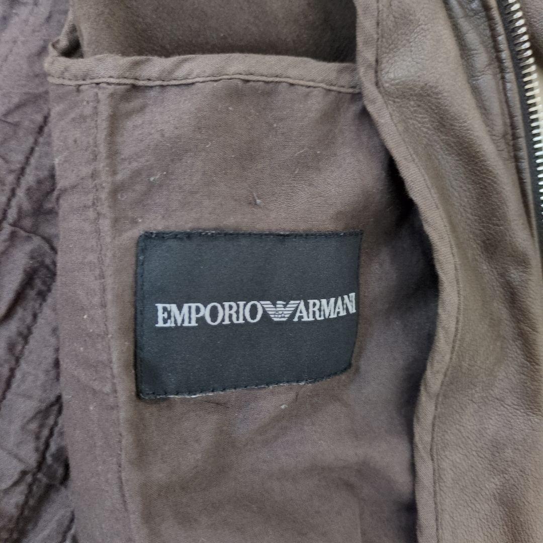 アルマーニ　ARMANI　シングルライダース　レザー　ジャケット　M ブラウン
