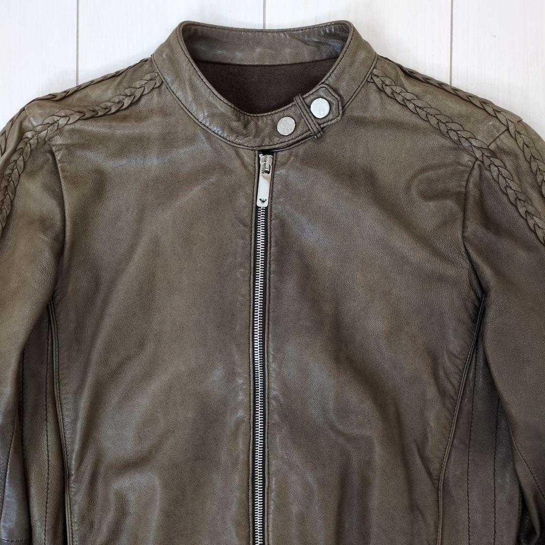 アルマーニ　ARMANI　シングルライダース　レザー　ジャケット　M ブラウン