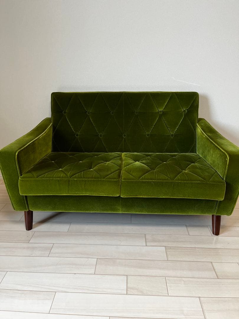 カリモク60 モケットグリーン ロビーチェア 2シーター ソファ
