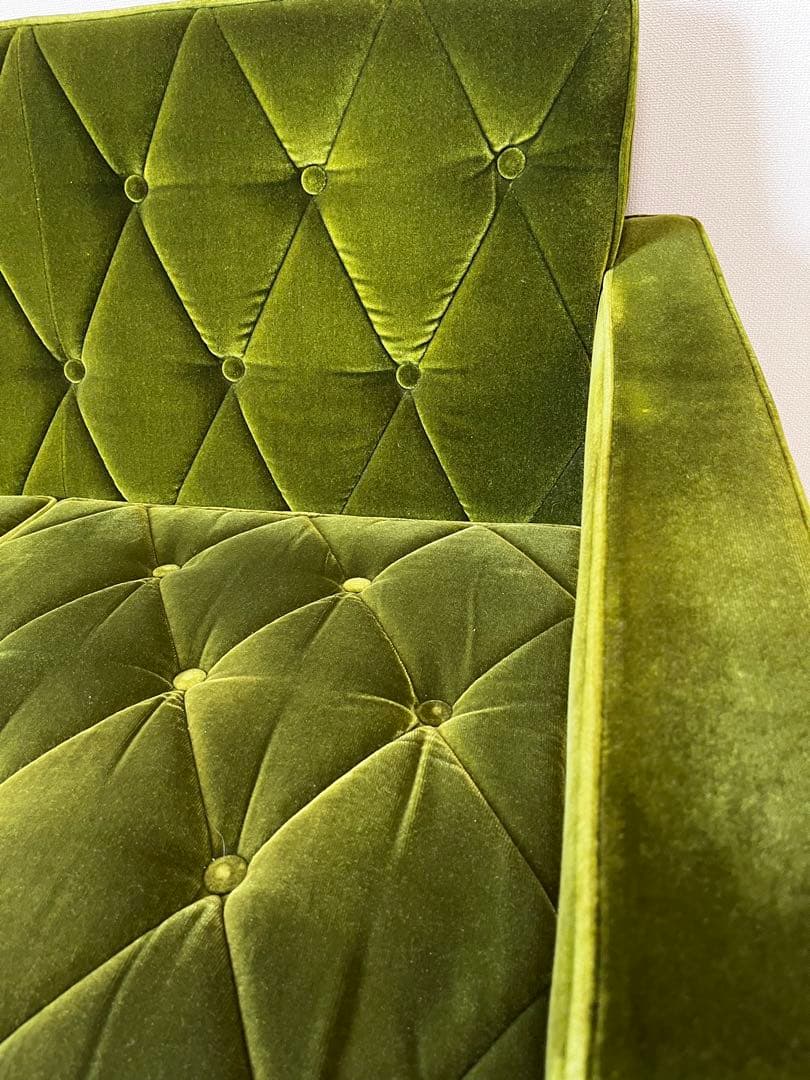 カリモク60 モケットグリーン ロビーチェア 2シーター ソファ