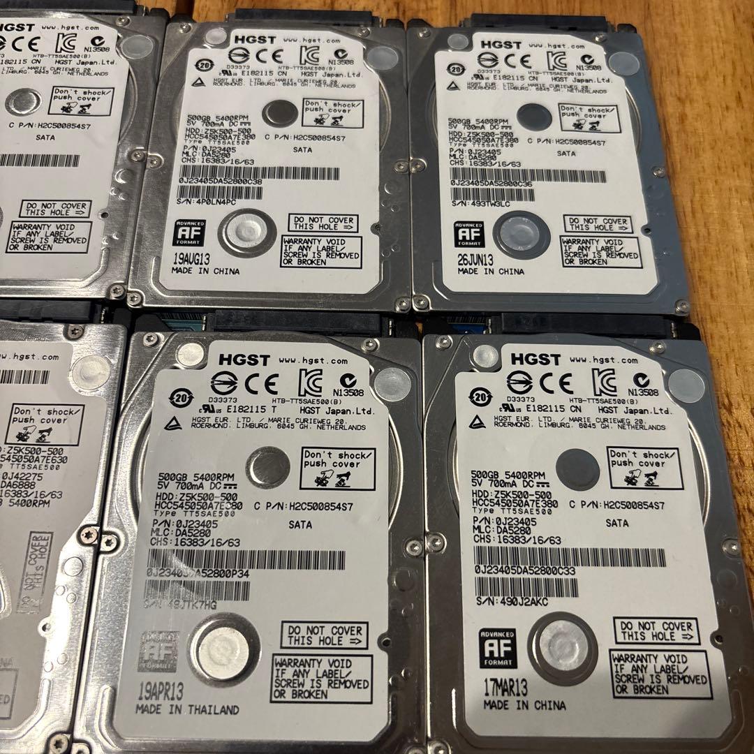 内蔵型 HDD HGST 500GB 10台セット①