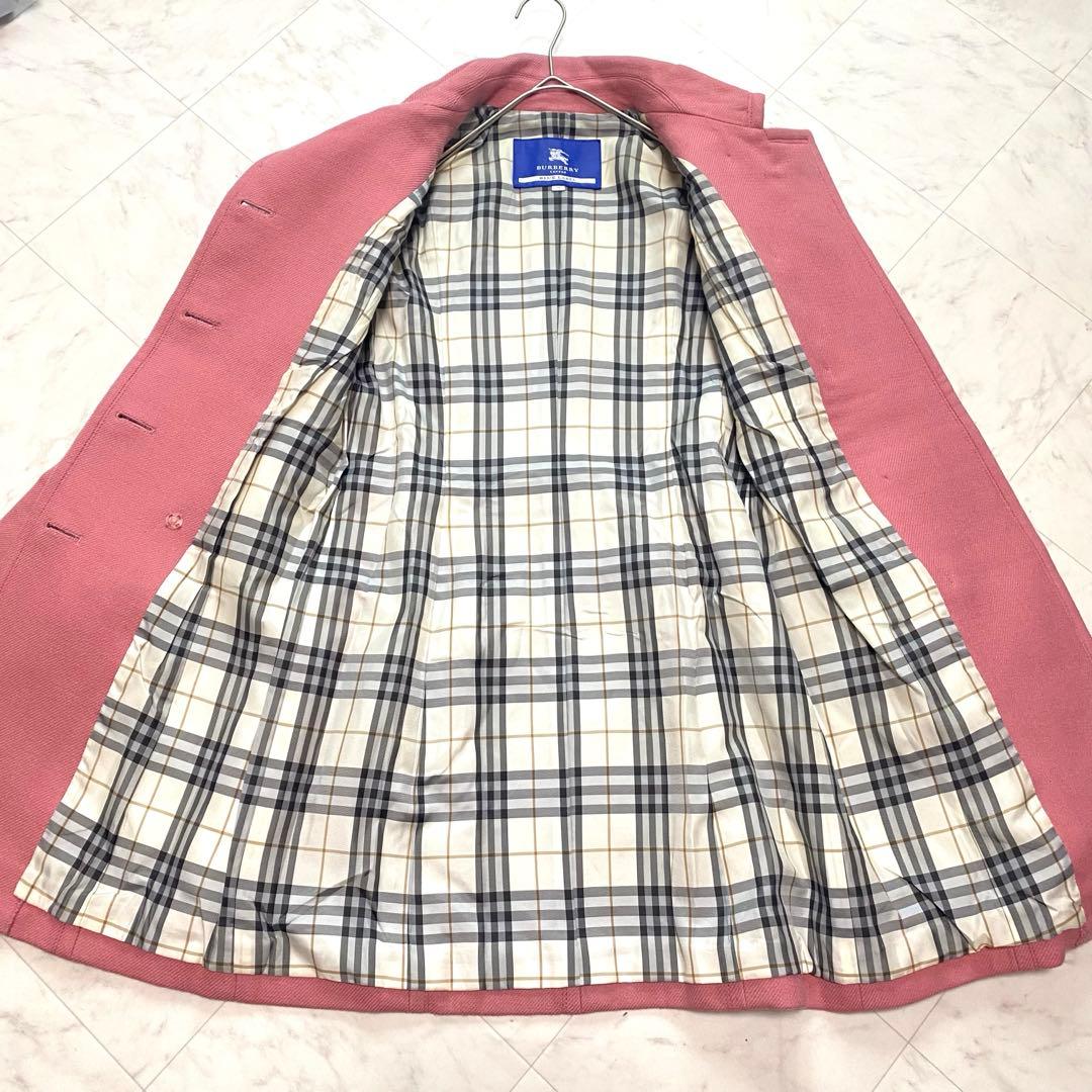 BURBERRY BLUE LABEL ピンク　ウールコート　ノバチェック