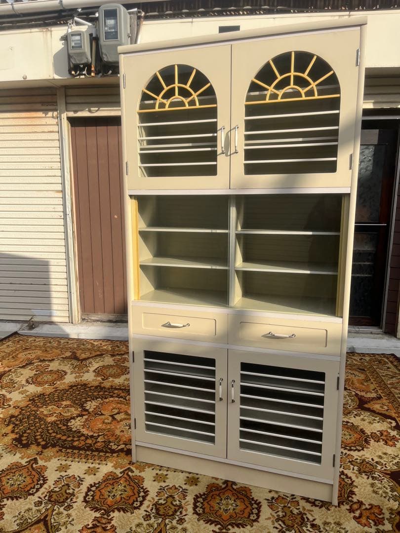 飾り棚 アーチ 食器棚 昭和レトロ レトロポップ 当時物インテリア 白 ホワイト