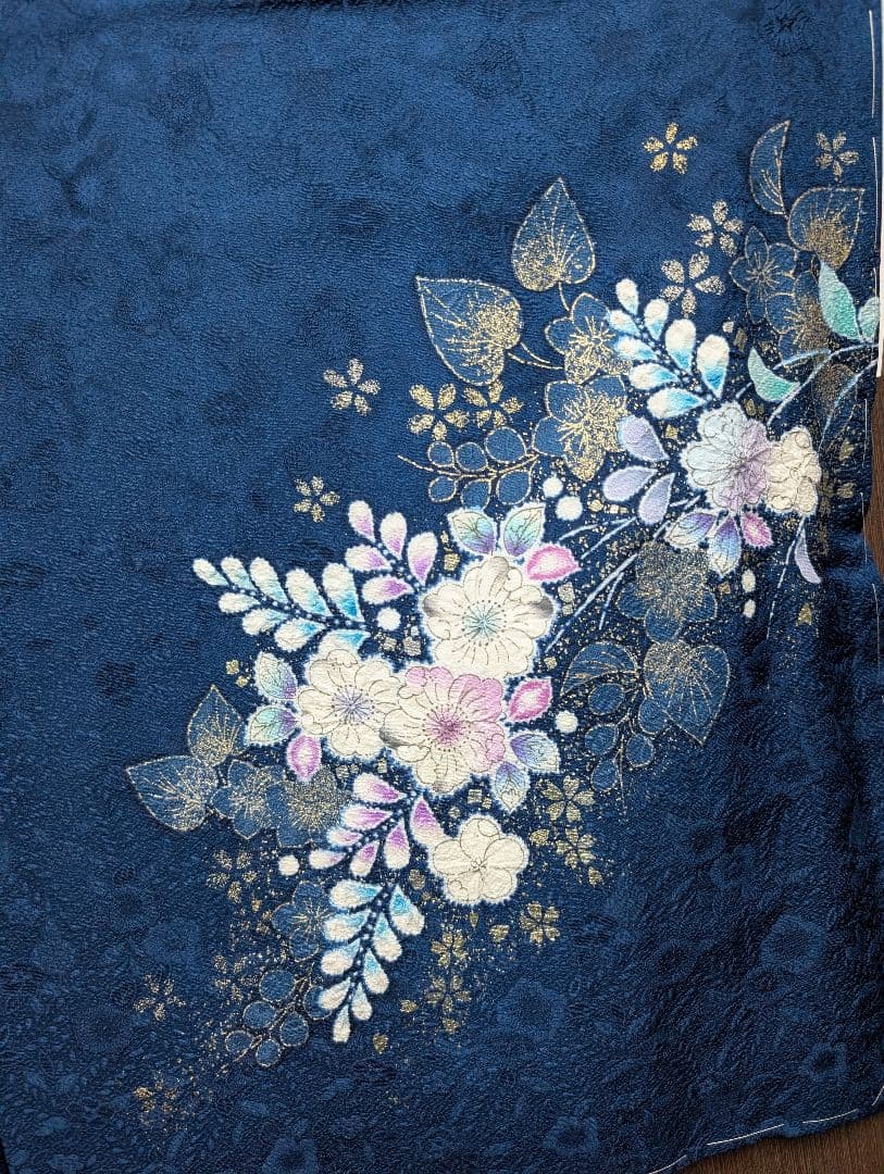 最終値下げ（新品未着用正絹 辻が花付下げ訪問着＆洗える長襦袢　濃納戸色　翠山工房