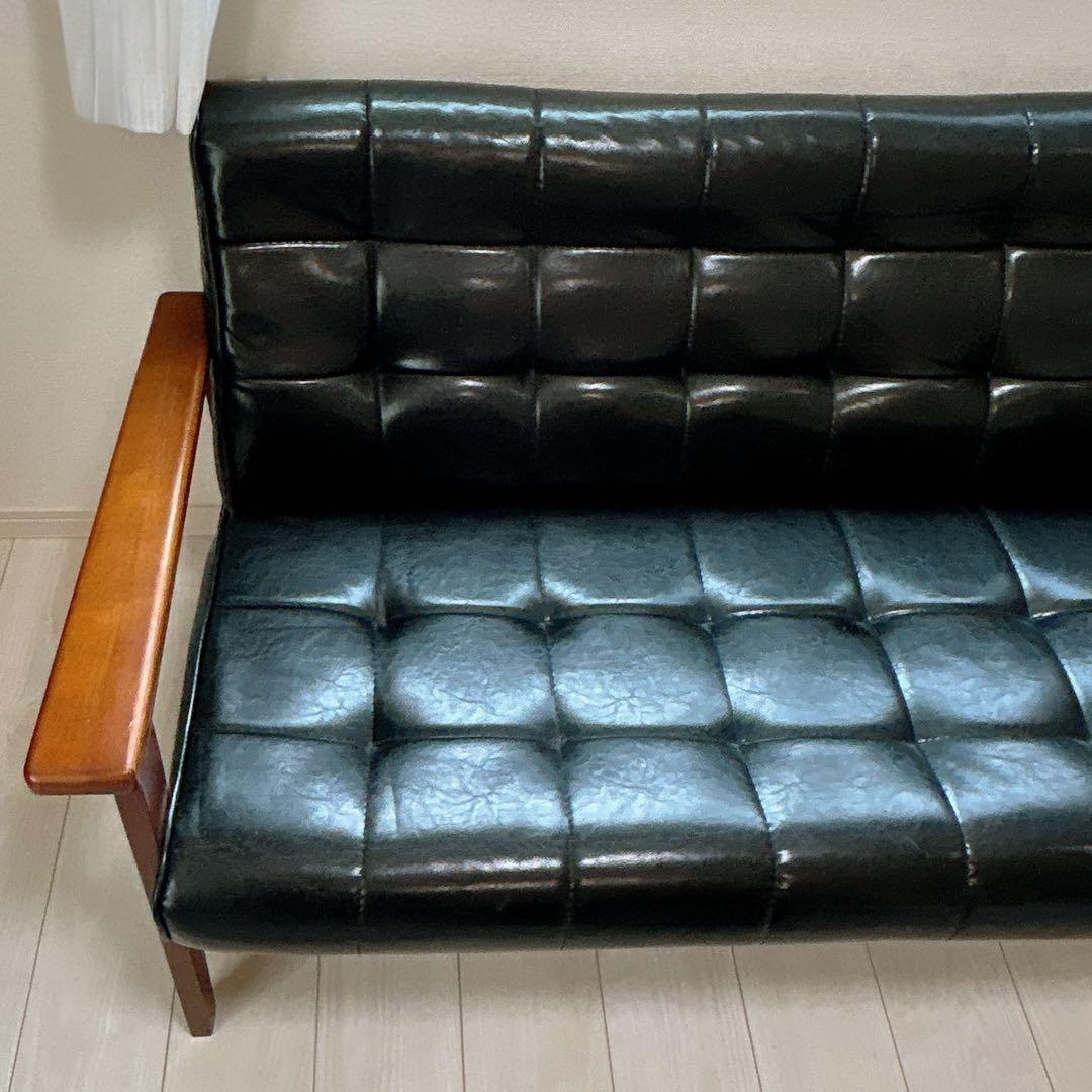 ヴィンテージ 2人掛けソファ レザー調 高級ソファ 肘掛け アンティーク チェア