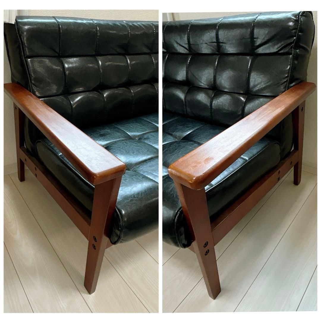 ヴィンテージ 2人掛けソファ レザー調 高級ソファ 肘掛け アンティーク チェア