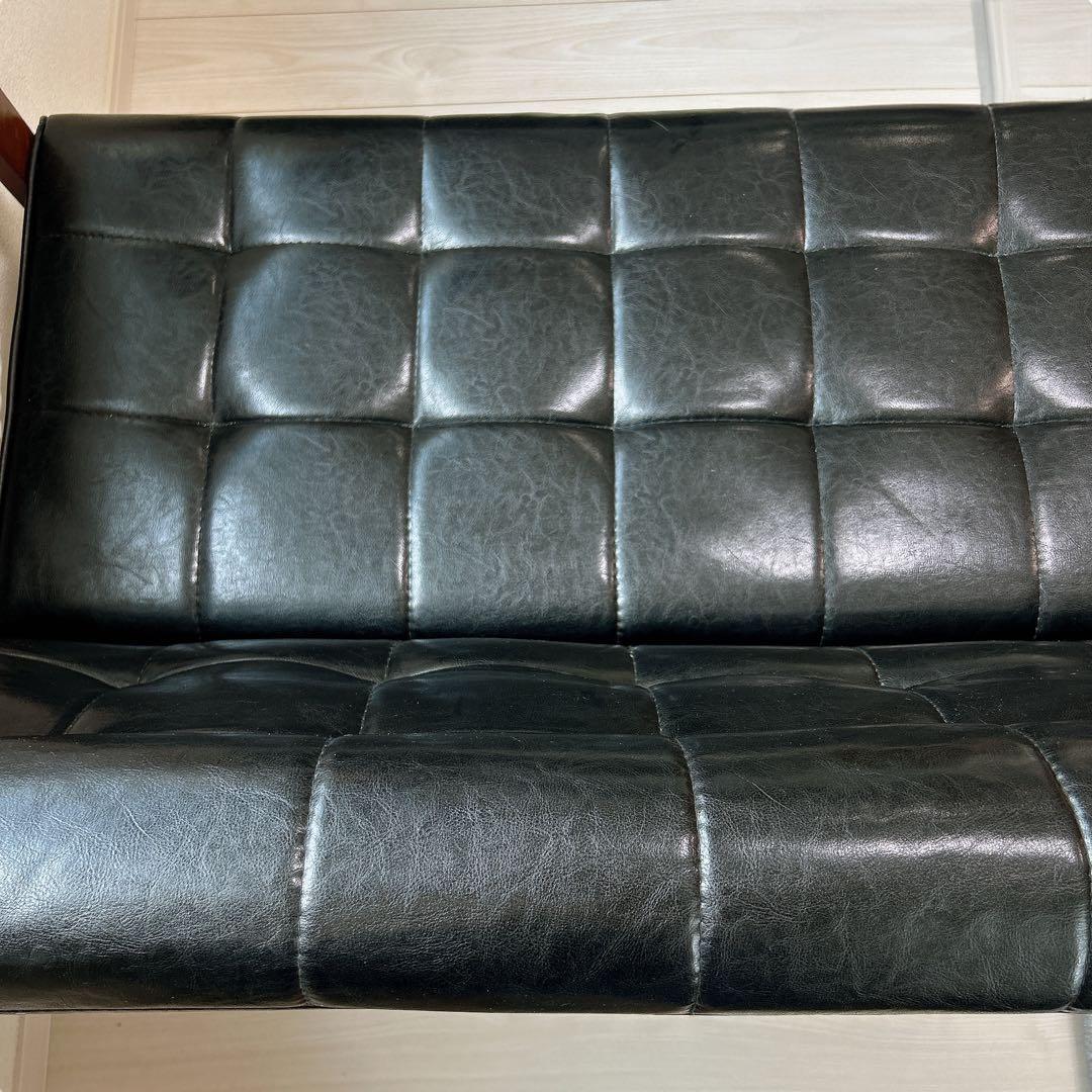 ヴィンテージ 2人掛けソファ レザー調 高級ソファ 肘掛け アンティーク チェア