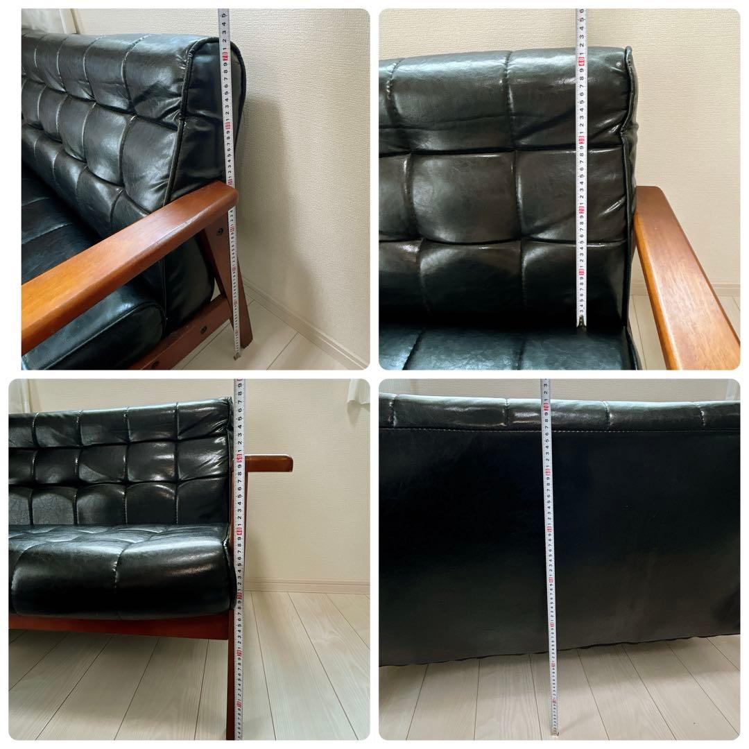 ヴィンテージ 2人掛けソファ レザー調 高級ソファ 肘掛け アンティーク チェア