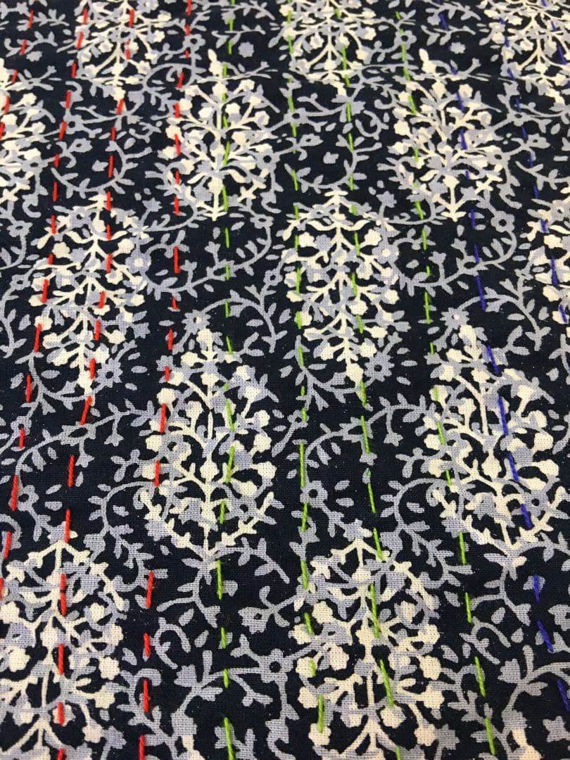 ブロックプリント　パッチワーク　マルチカバー  ベットカバー