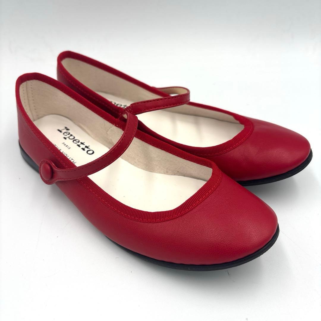 レペット repetto レザー メリージェーン【37】23.5cm レッド