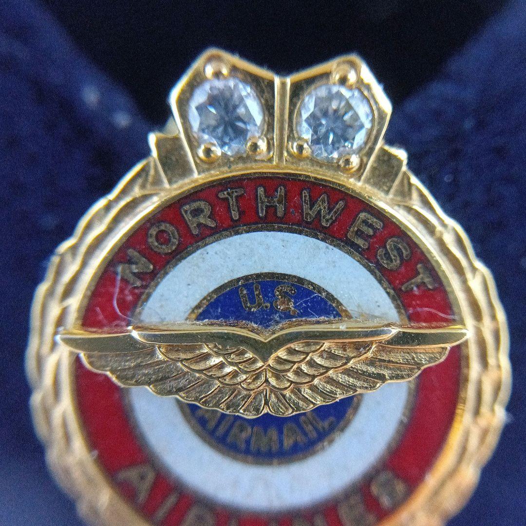 ノースウエスト航空 勤続25年記念バッジ　10K刻印 メレダイヤモンド