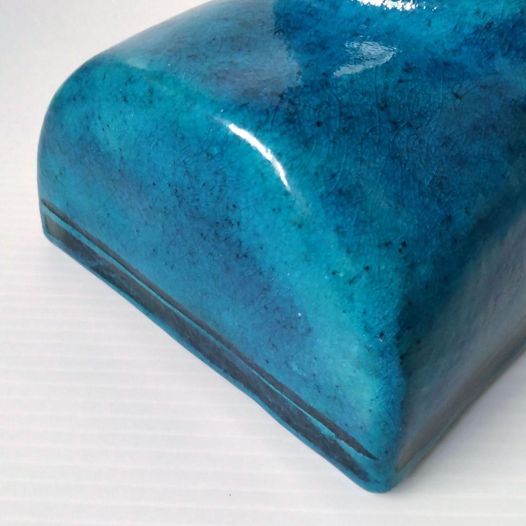 京焼 清水焼 花堂 大津寄花堂 高台 高足 花器 水盤 コンポート 草月 ブルー