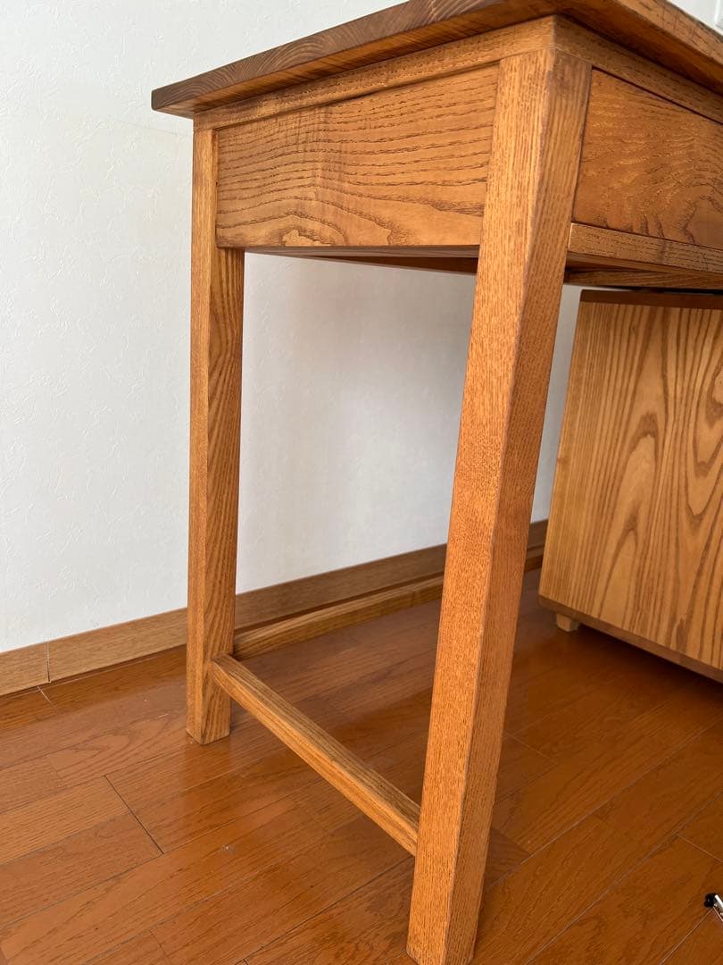 【ひでじ工房】ワークデスク 無垢勉強机PC台チェスト付【昭和レトロ】