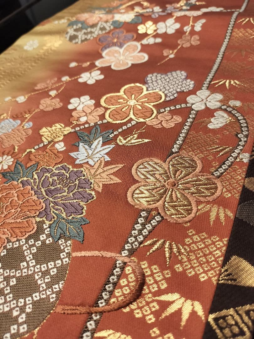 meru　A923★逸品‼️ ひな祭り‼️正絹テーブルランナー2m12cm