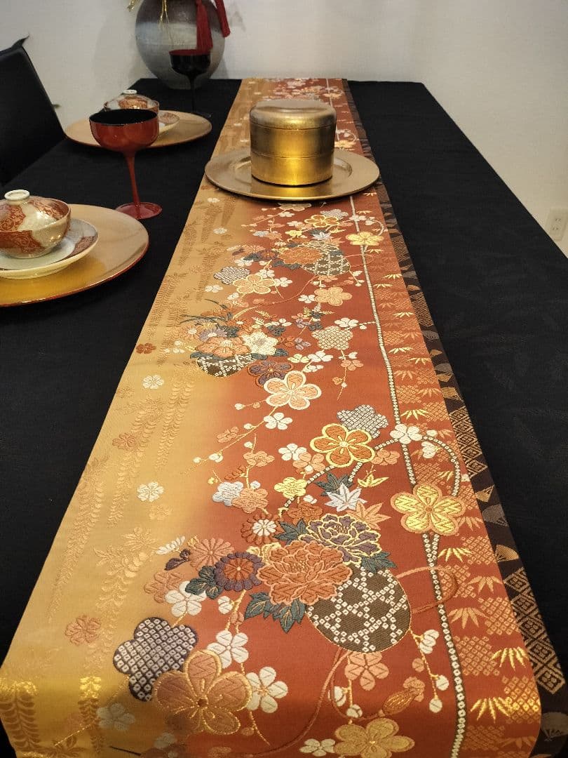 meru　A923★逸品‼️ ひな祭り‼️正絹テーブルランナー2m12cm