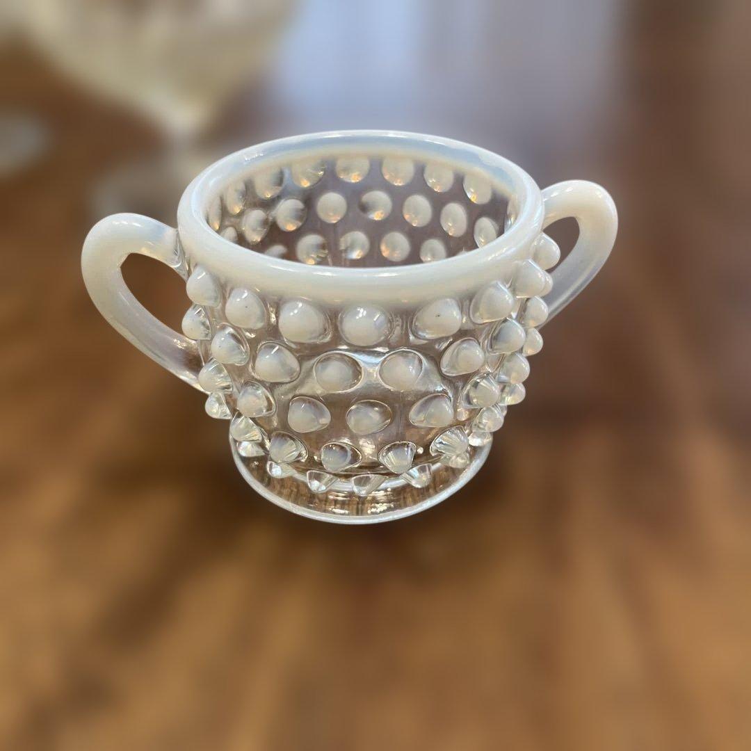 フェントン　ホブネイルオパールセント　シュガー&クリーマーとデザートグラス