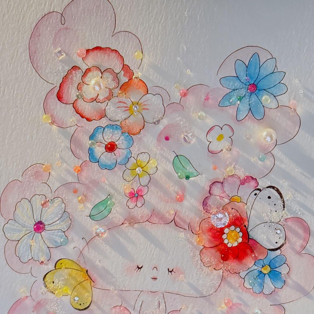 イラスト　グラスアート　水彩画　原画