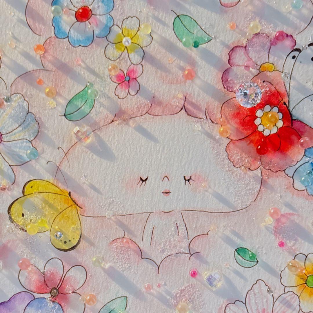 イラスト　グラスアート　水彩画　原画