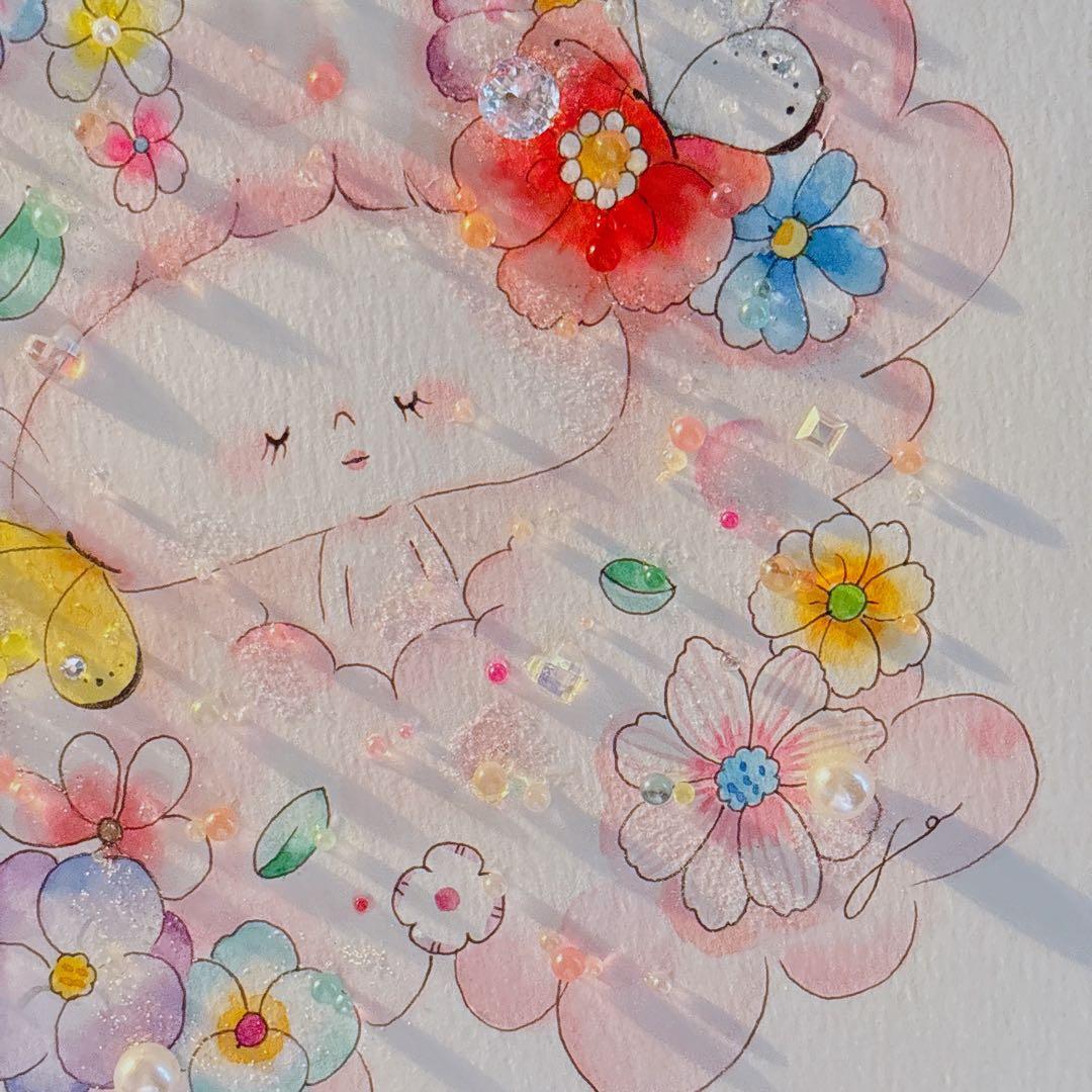 イラスト　グラスアート　水彩画　原画