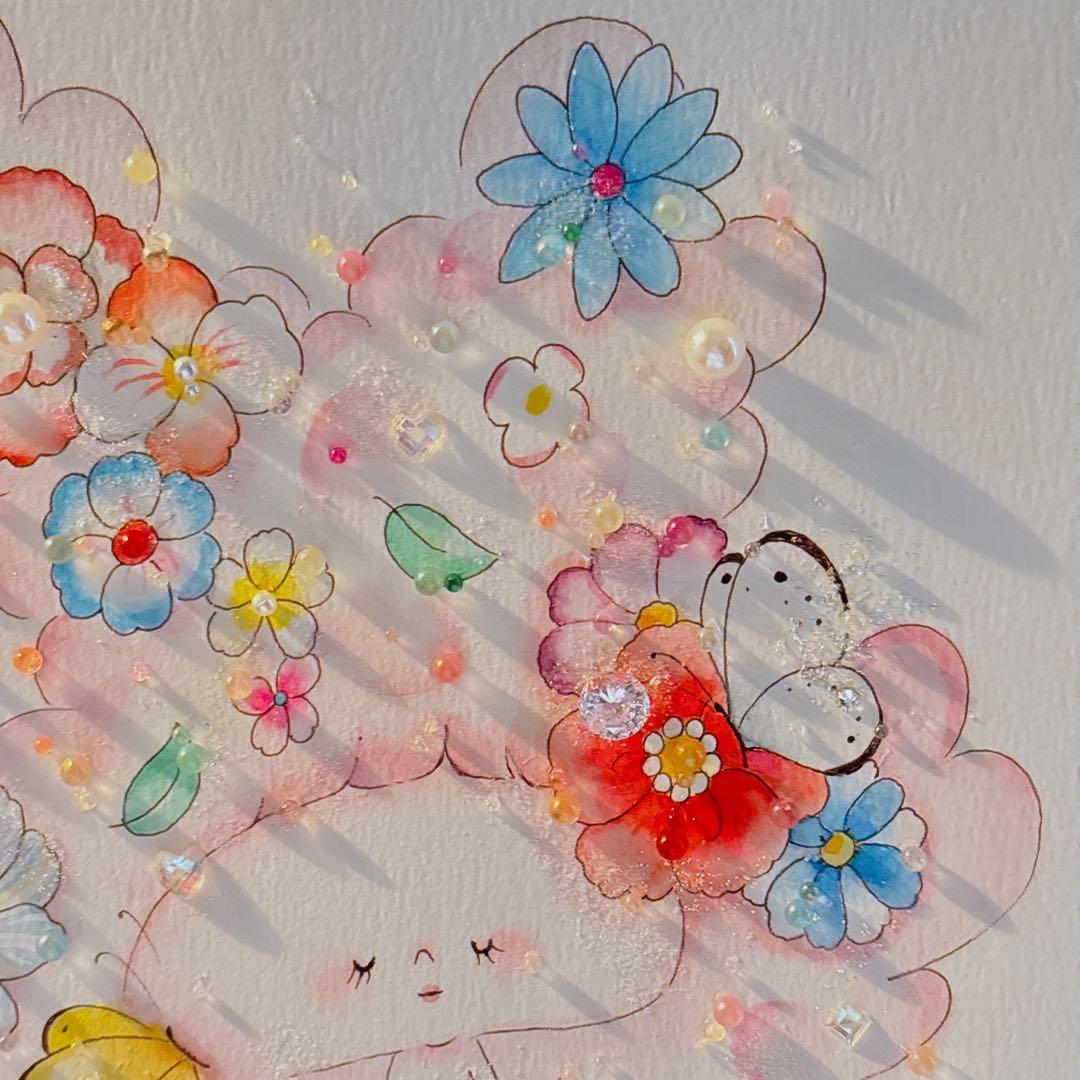 イラスト　グラスアート　水彩画　原画