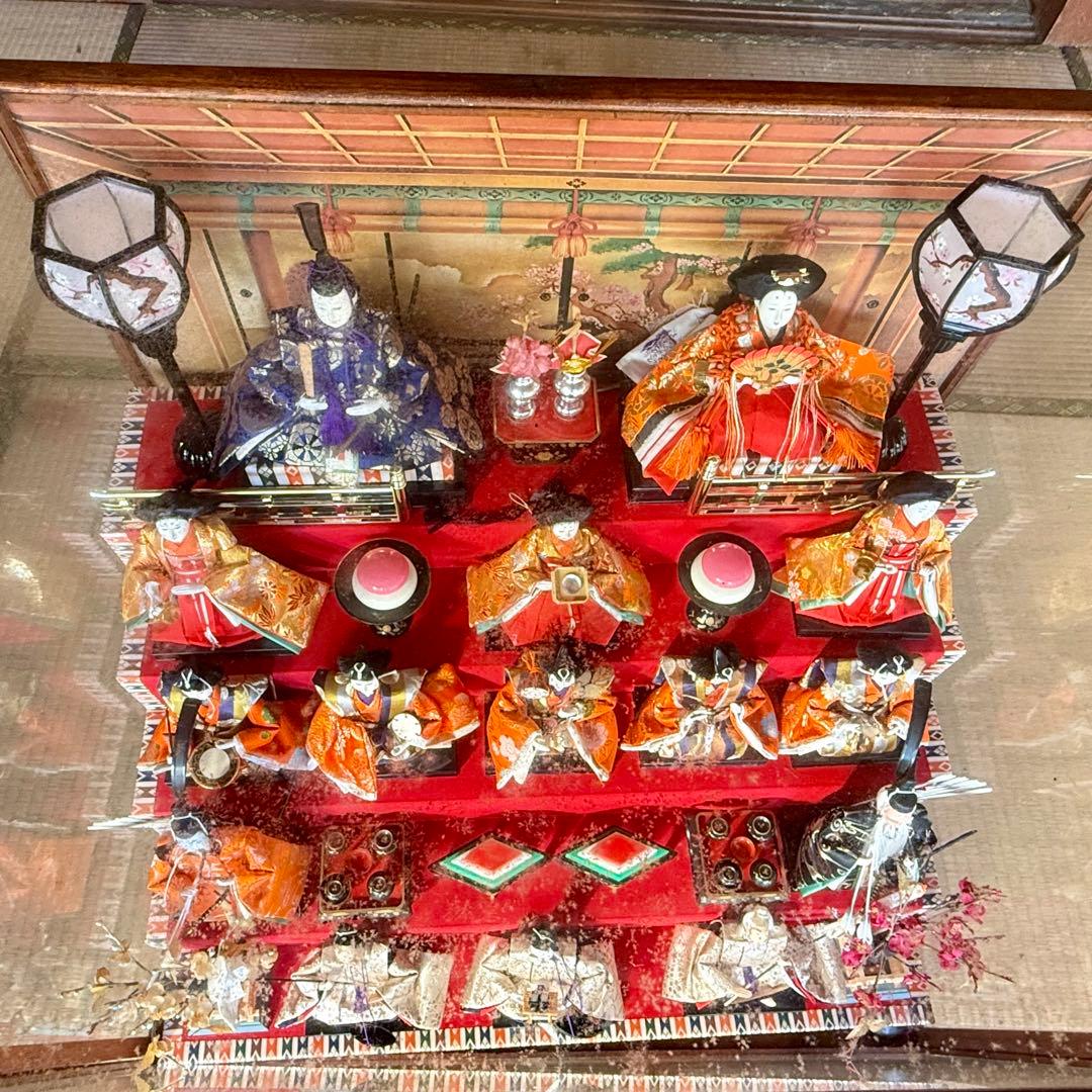 伝統的 雛人形セットガラスケース付き特製品おひなさま 親王飾りケース入三五15人