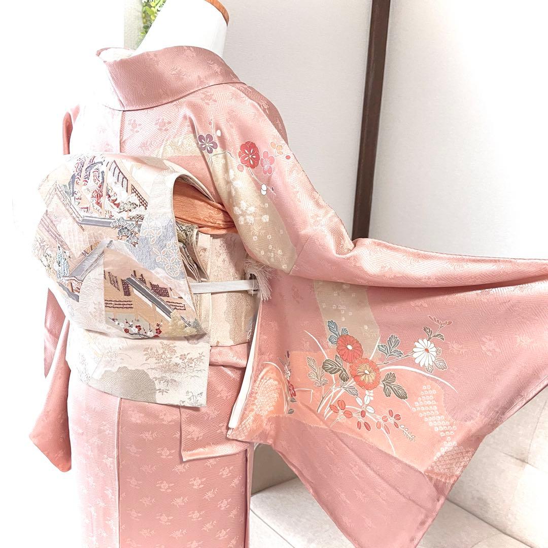 ピンク 友禅 4点 フルセット 訪問着 入学式 卒業式 入園式 春 秋 冬