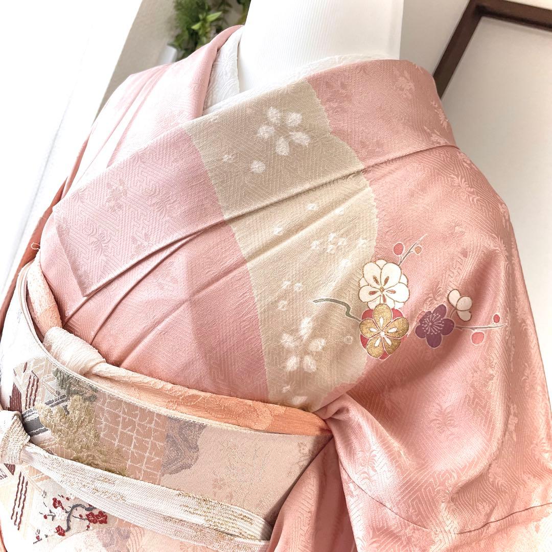 ピンク 友禅 4点 フルセット 訪問着 入学式 卒業式 入園式 春 秋 冬