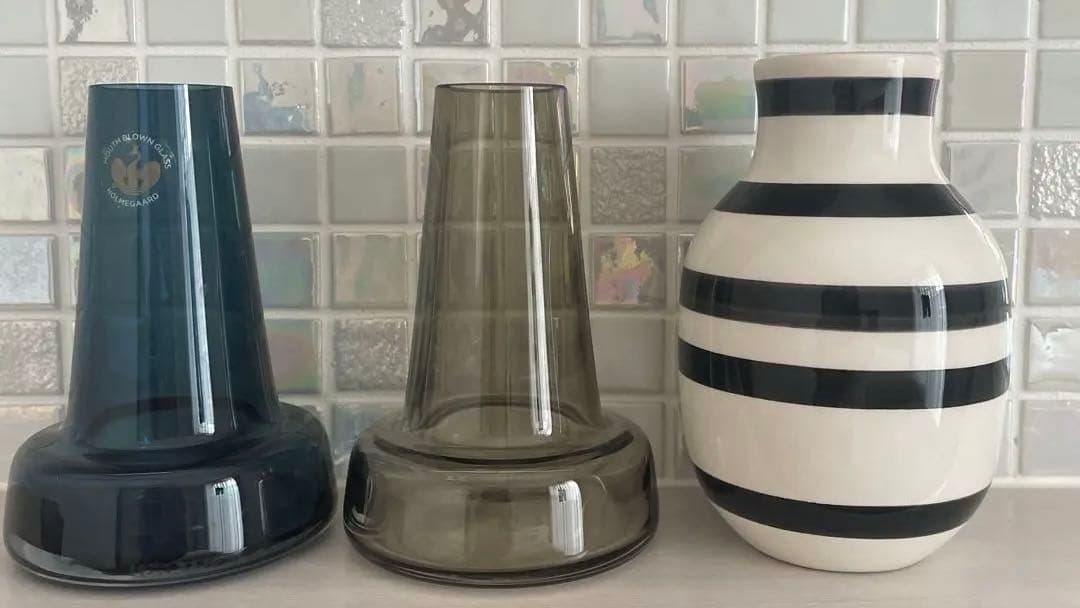 yuka❗️ 旧スモーク・ブルー２個ロング12cm オマジオ　ブラック