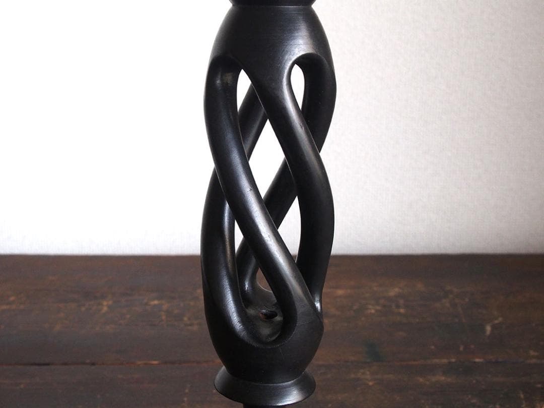 木彫刻 バーリーツイスト キャンドルホルダー 燭台 英国チューダー様式/K270