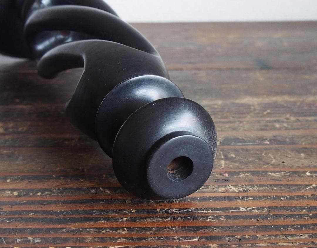 木彫刻 バーリーツイスト キャンドルホルダー 燭台 英国チューダー様式/K270