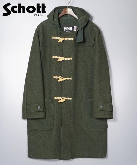 RARE Schott ショット ダッフルコート ウール L M ダークグリーン