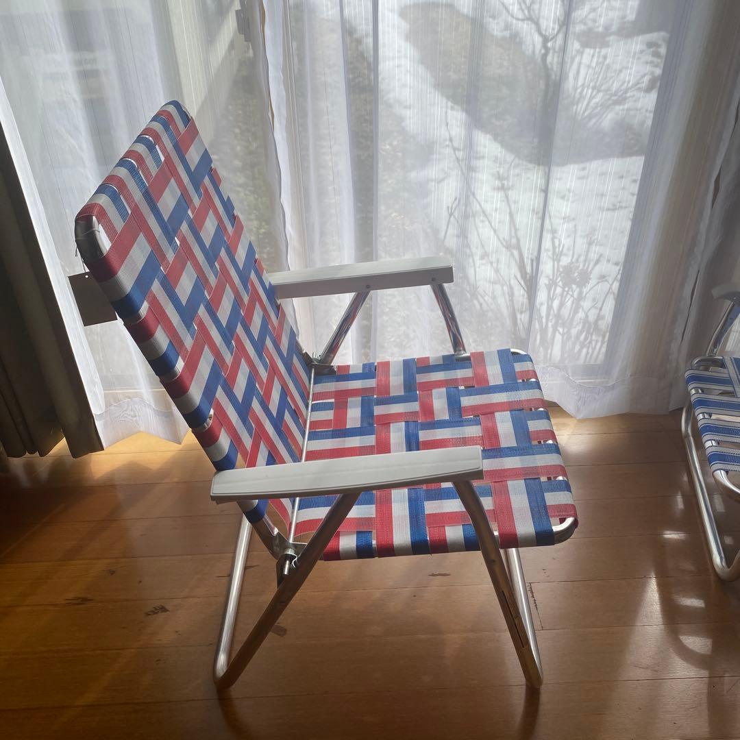 アウトドアチェア 赤・青・白 チェック柄