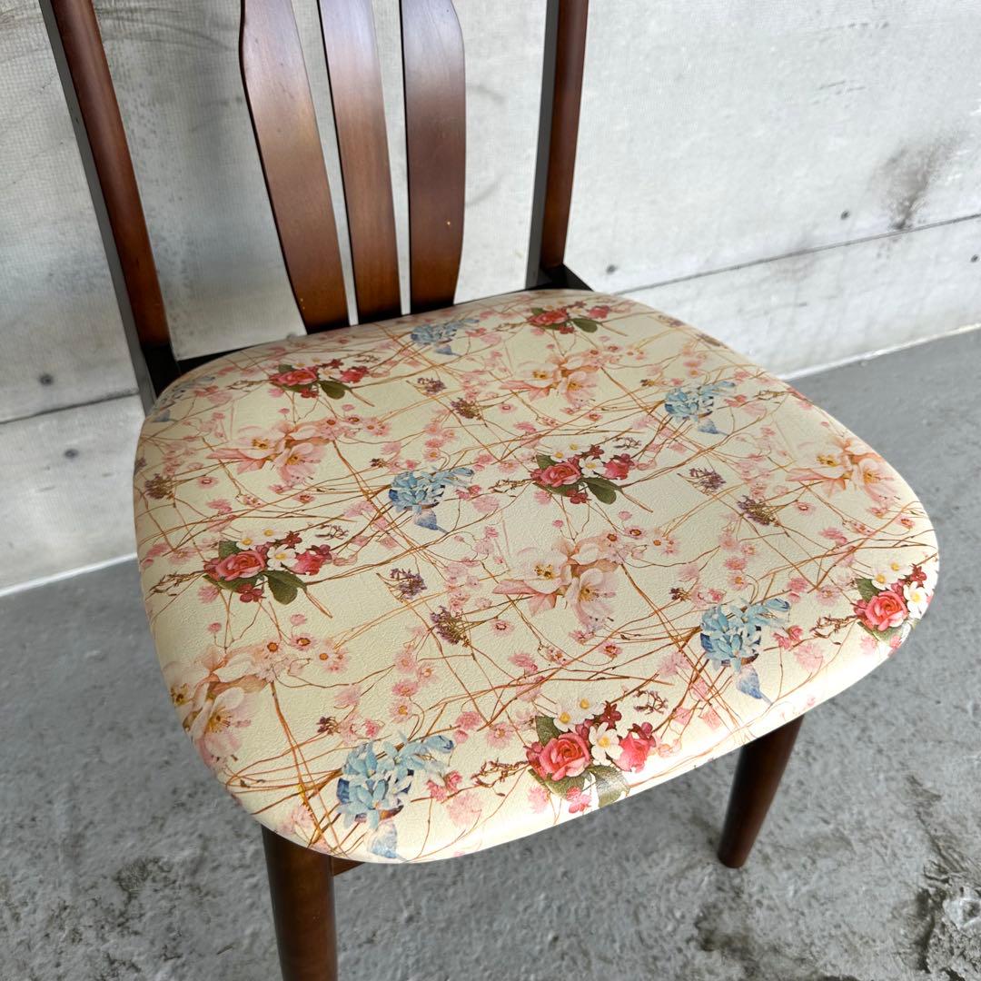 ✿80s✿ コイズミ ダイニングチェア 花柄座面木製 昭和レトロ ヴィンテージ