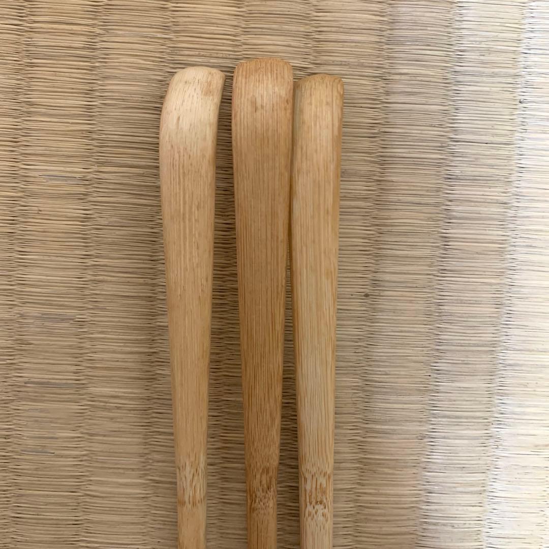 美品 竹製 茶杓3本セット 竹筒 木製収納ケース付き