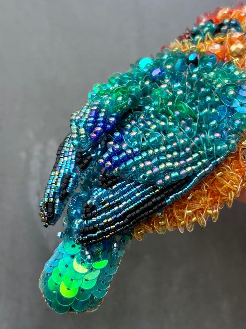 【ミヤコショウビン】ビーズ刺繍ブローチバッグチャーム