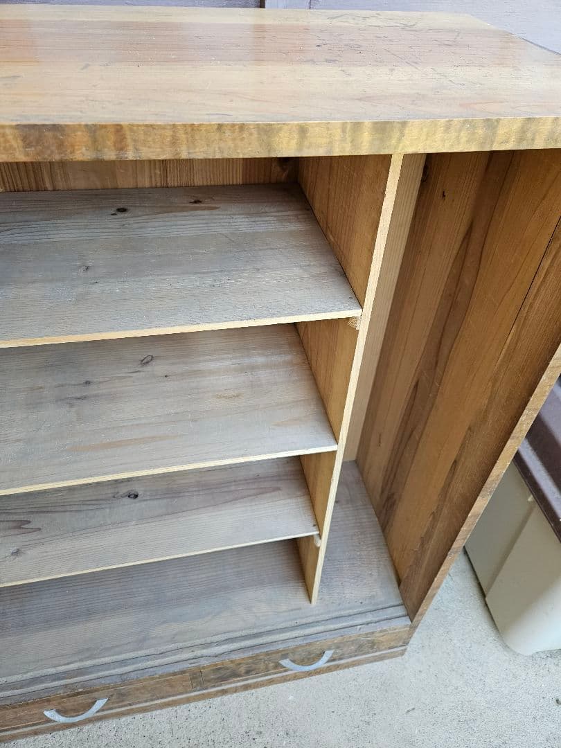 ジャパンヴィンテージ 古い下駄箱 オープンラック 飾り棚 木製 昭和レトロ