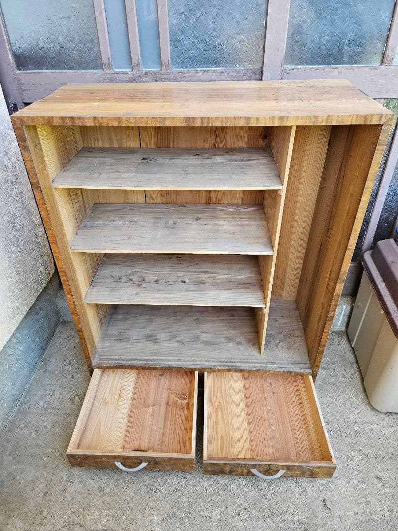 ジャパンヴィンテージ 古い下駄箱 オープンラック 飾り棚 木製 昭和レトロ
