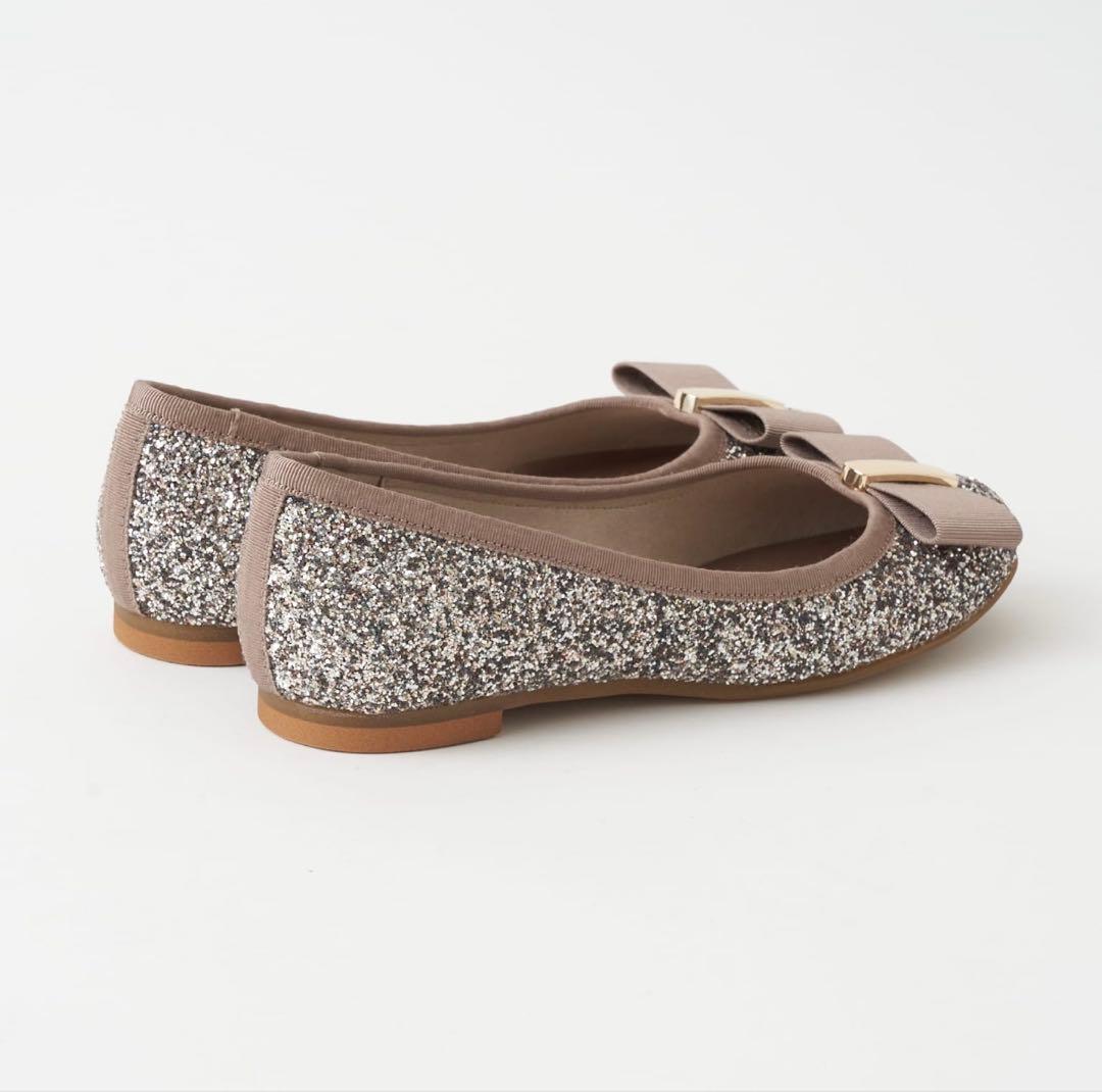 DIANA グリッターリボンフラットシューズ25㎝ 新品