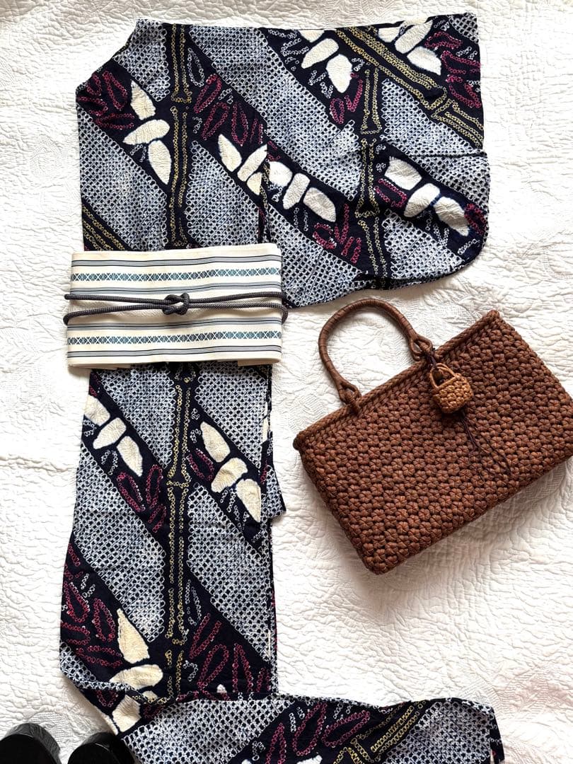 粋な大人の浴衣◆有松絞り 笹竹文