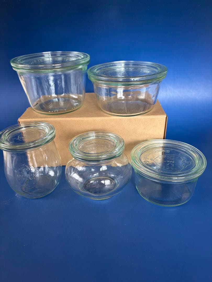 Weck キャニスター　ガラス保存瓶　13個セット　シリコン、プラ、木蓋