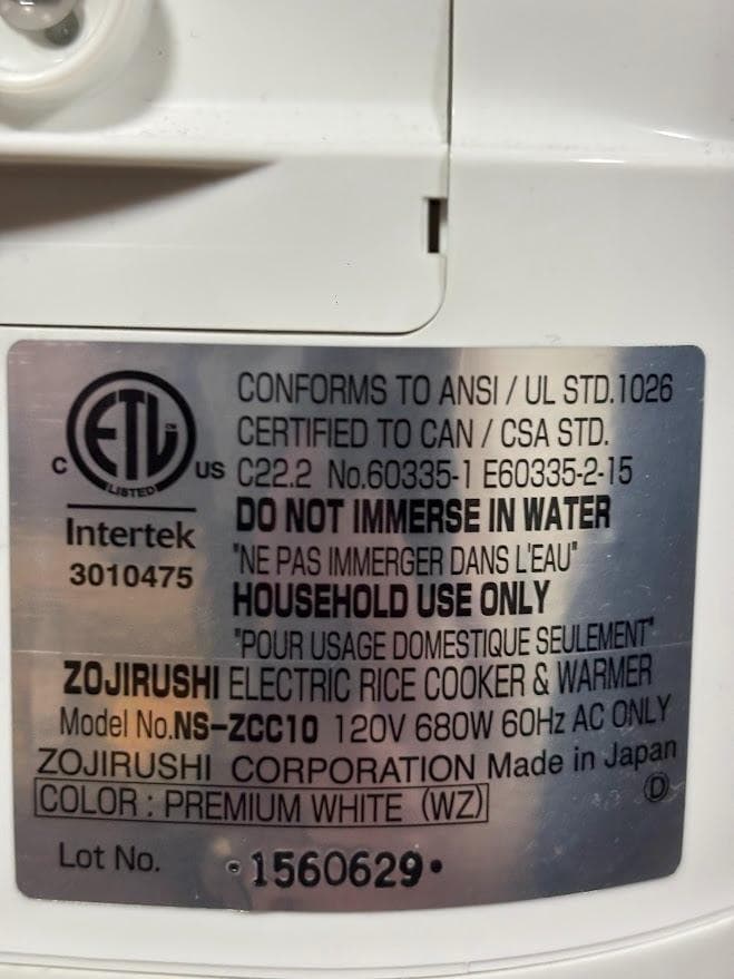 海外向け炊飯器 象印 NS-ZCC10(120V) マイコン炊飯器 5.5合