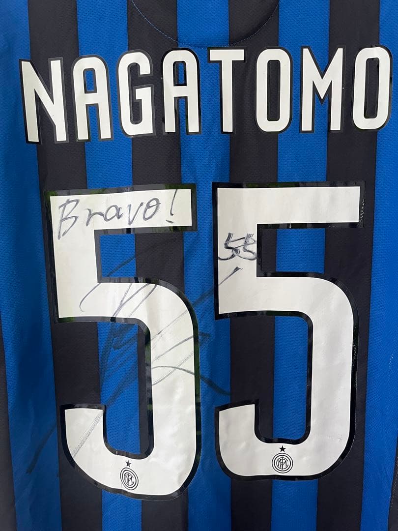 希少！長友佑都選手55 Nike インテルユニフォーム青黒 ストライプ　Mサイズ