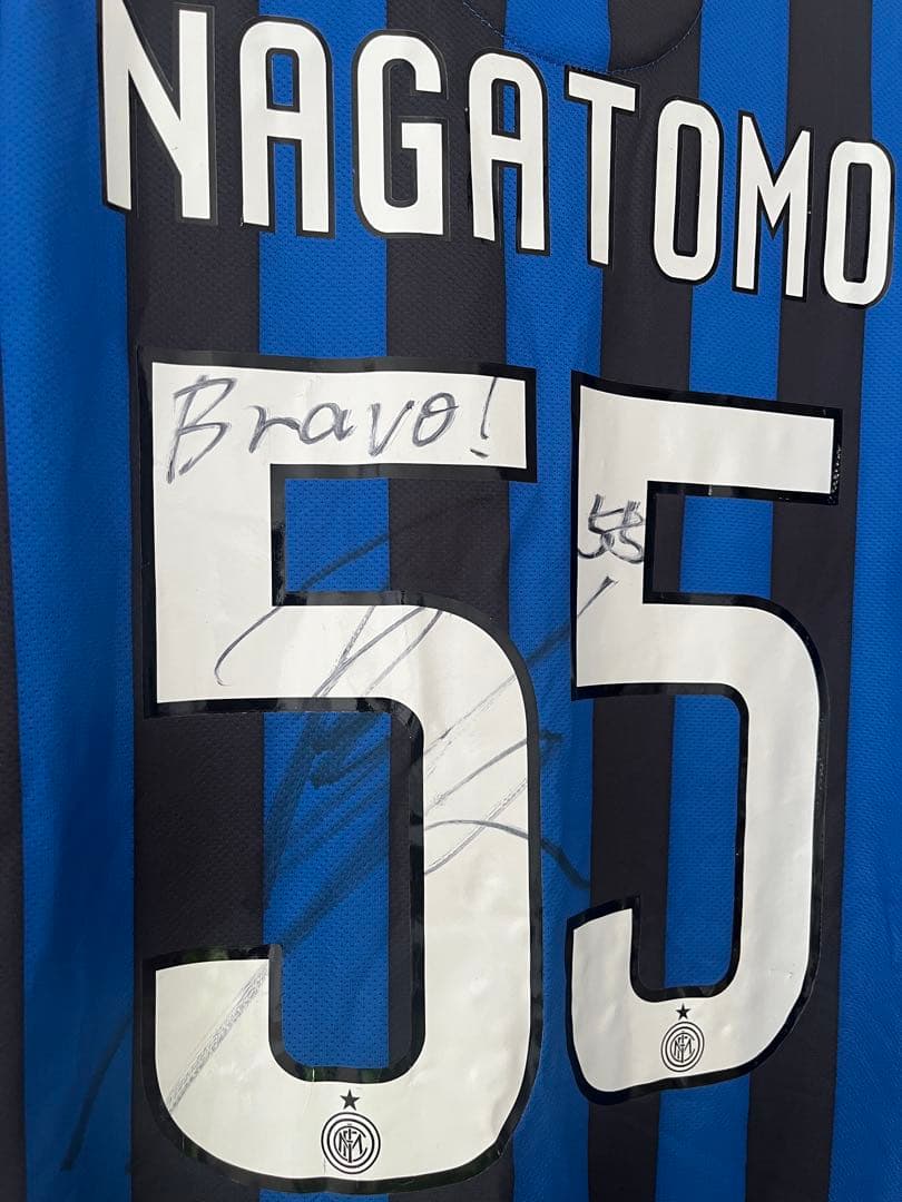 希少！長友佑都選手55 Nike インテルユニフォーム青黒 ストライプ　Mサイズ