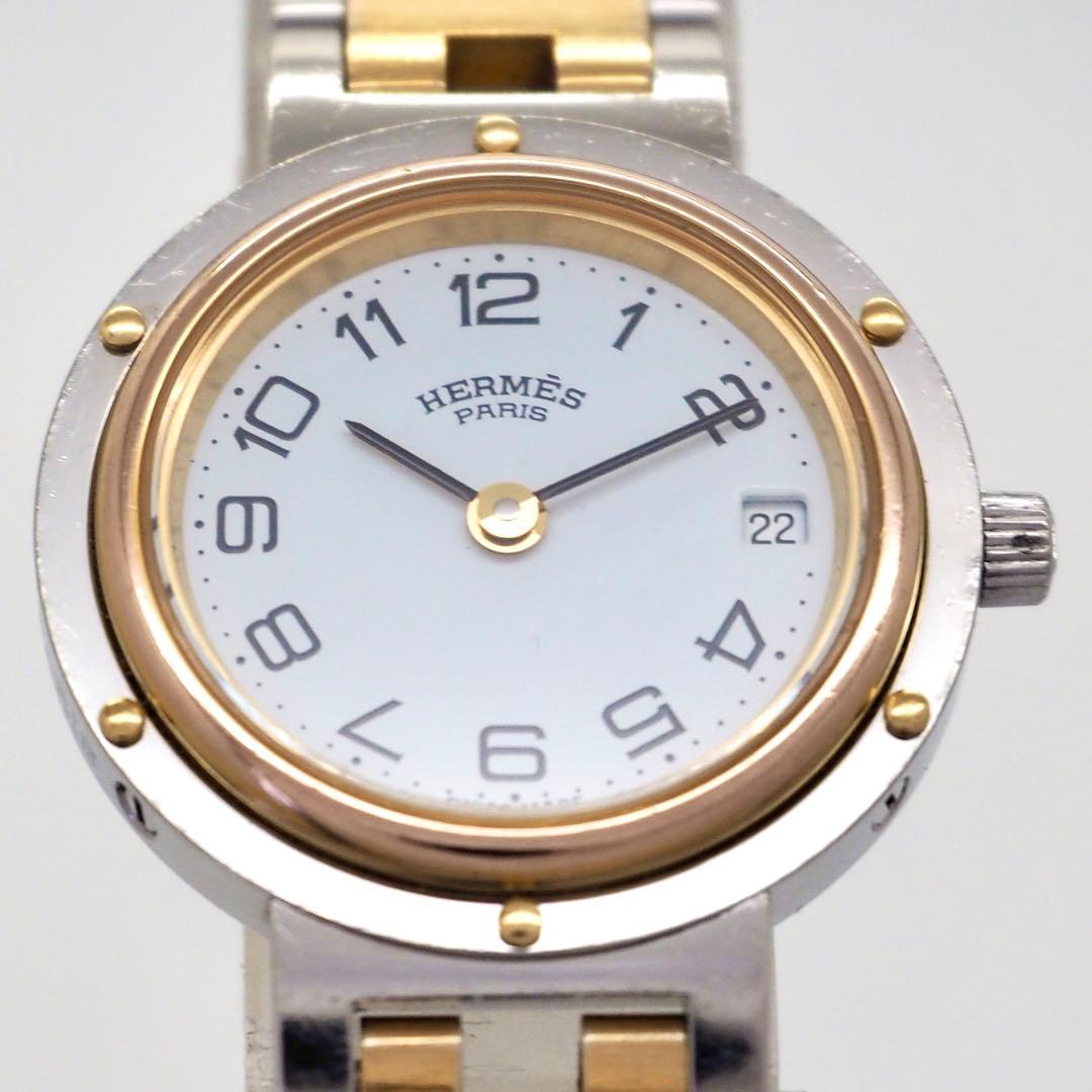 専用255HERMES 時計　クリッパー レディース　ゴールド デイト　ホワイト